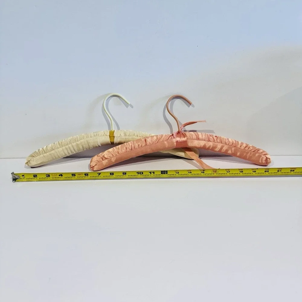 (4) Vintage Clothes Hangers, 1 Samsonite, 2 Satin Covered, 1 Wooden Clamp Hanger